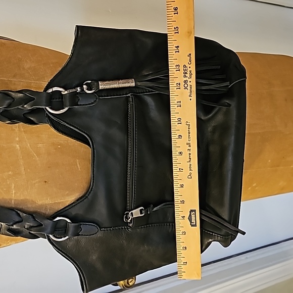 The Sak Leather Shoulder Purse with Tassell Charm. Black. Multi pocket. - Picture 7 of 9